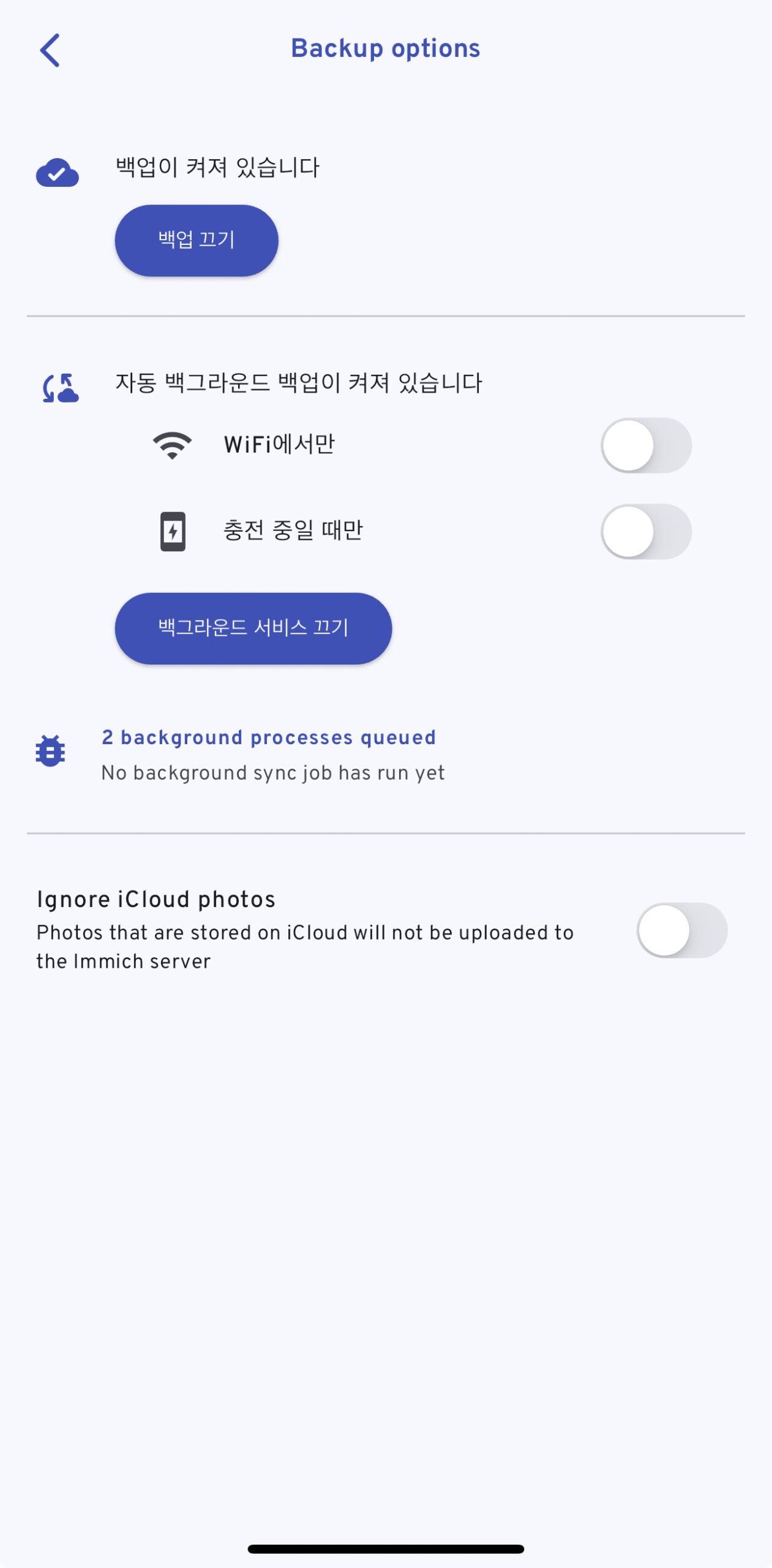 immich 백그라운드 백업 설정