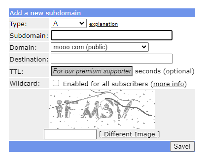 add subdomain / free dns