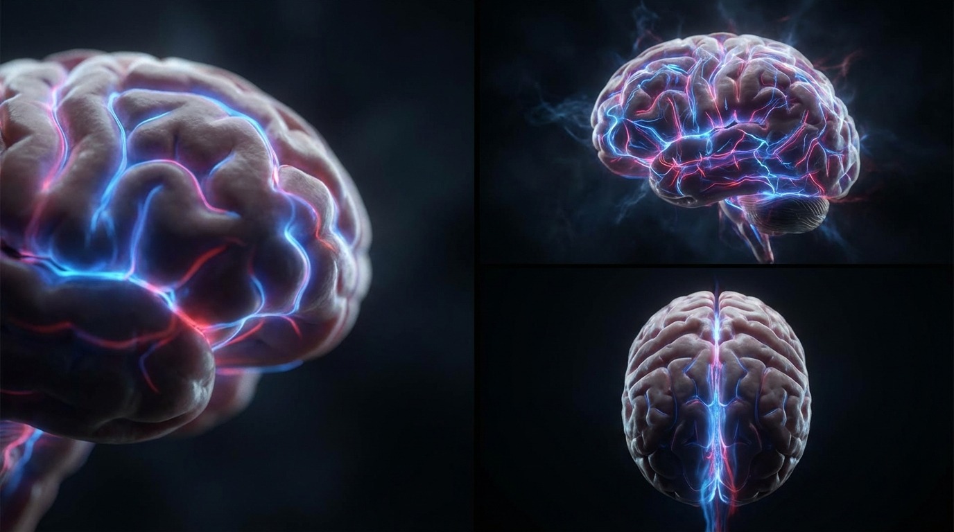 멜라토닌 분비와 뇌 청소 과정을 시각화한 뇌의 신경망