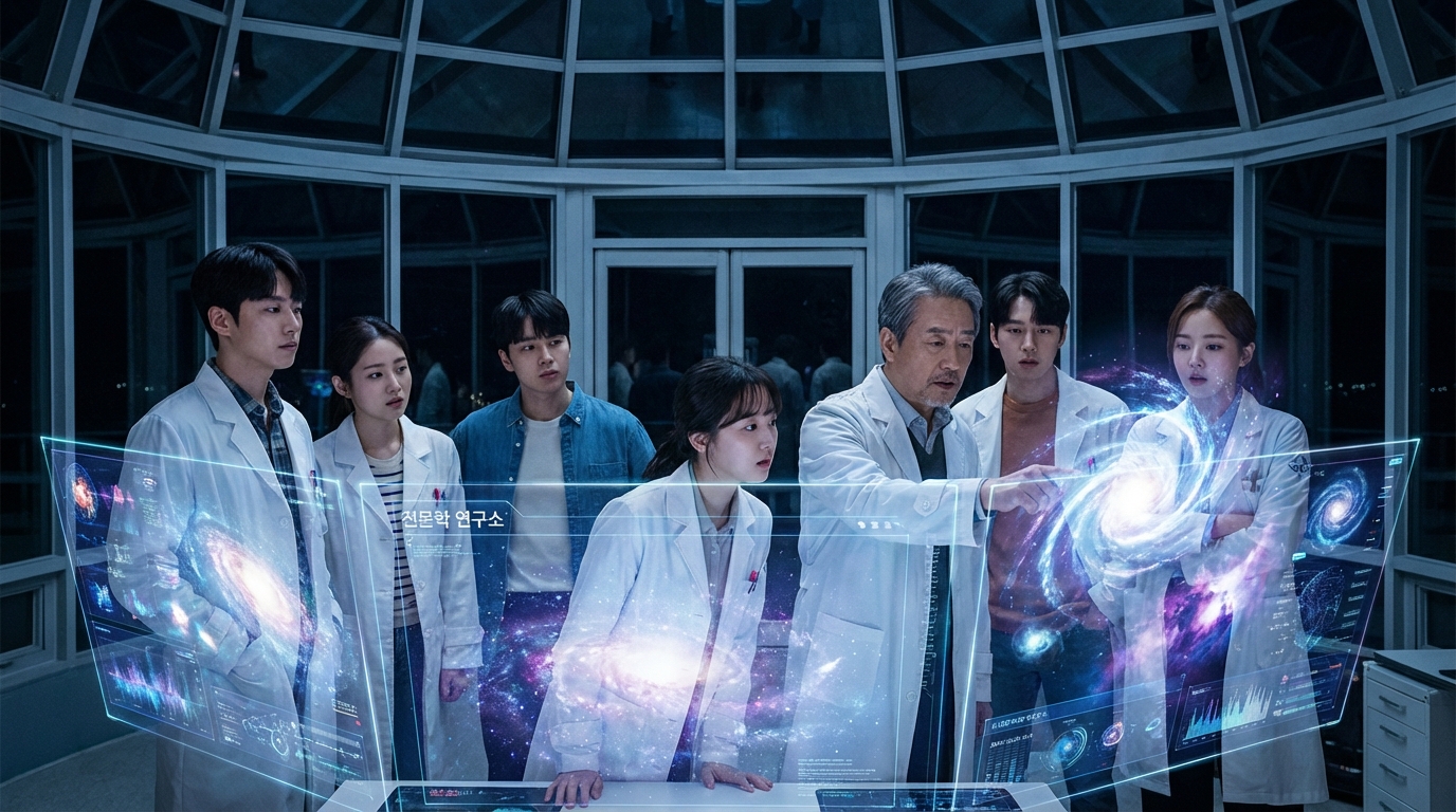 미래를 위해 우주를 탐구하고 지식을 공유하는 과학자들의 모습