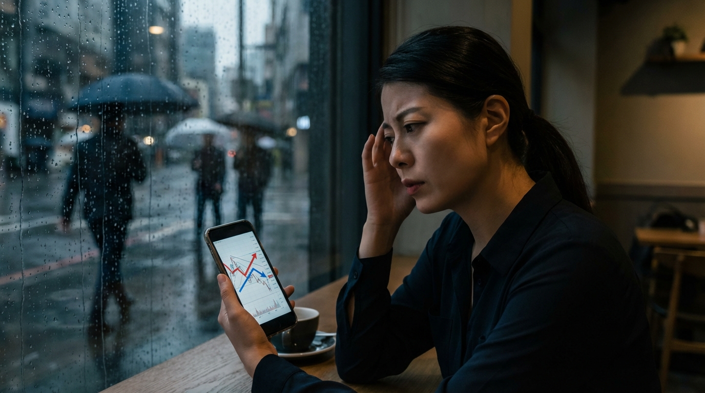 부동산 시장 불안감 속 스트레스 받는 투자자 모습