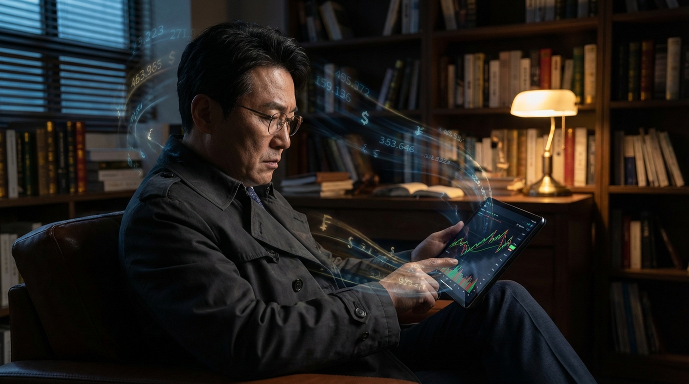 주식 시장에서 고점과 저점을 분석하며 신중하게 투자 전략을 고민하는 투자자