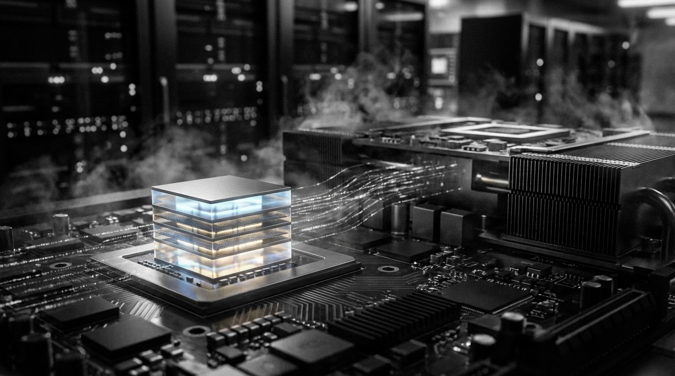 데이터 스트림이 흐르는 미니어처 HBF 메모리 칩