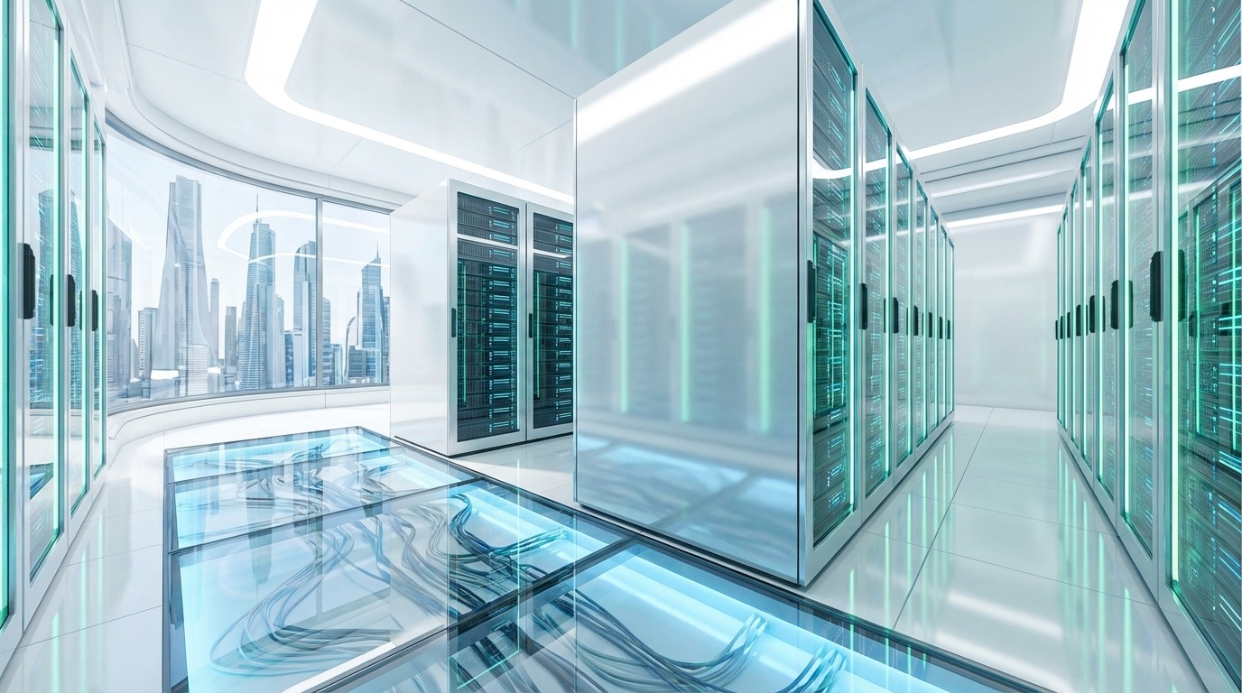 SMR 시설과 통합된 고효율 AI 데이터 센터의 미래 지향적인 모습