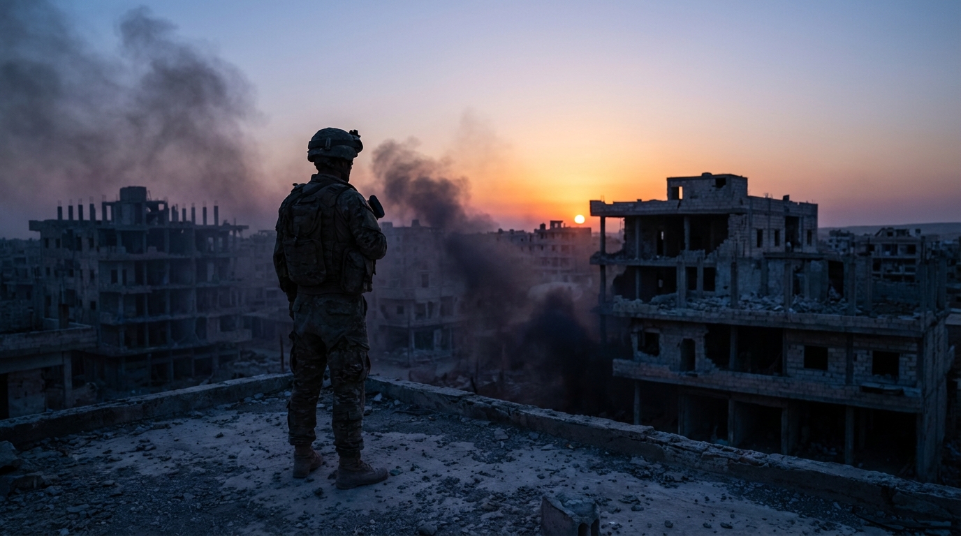 시리아 미군 사망 후 폐허가 된 도시를 바라보는 병사의 모습, 트럼프의 조용한 보복의 배경