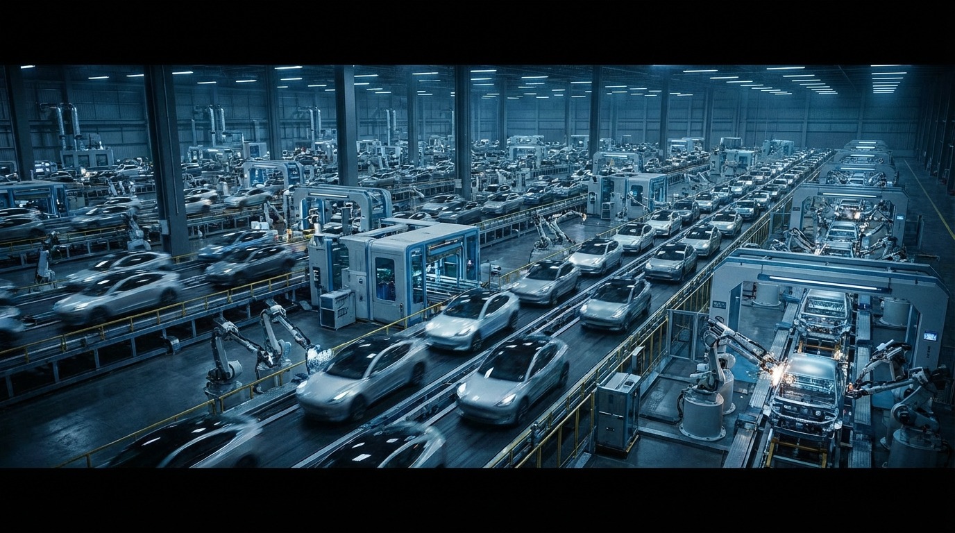 거대한 중국 전기차 공장과 팔리지 않아 쌓인 수많은 재고 차량들