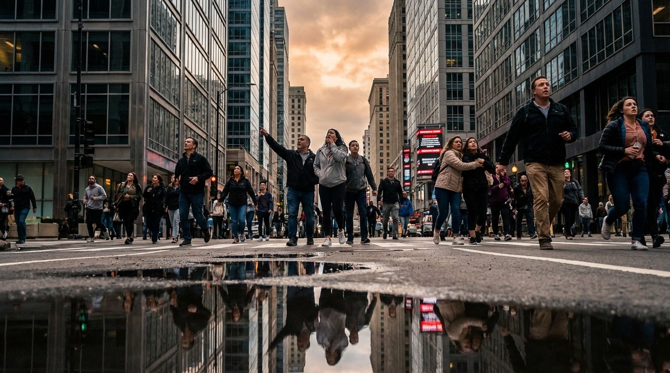 미사일 오보로 인한 패닉 속 미국 도시의 혼란스러운 풍경
