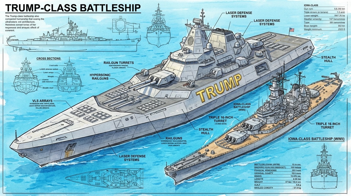 트럼프급 전함 부활: 21세기 해전의 판도를 바꿀 황금 함대의 꿈