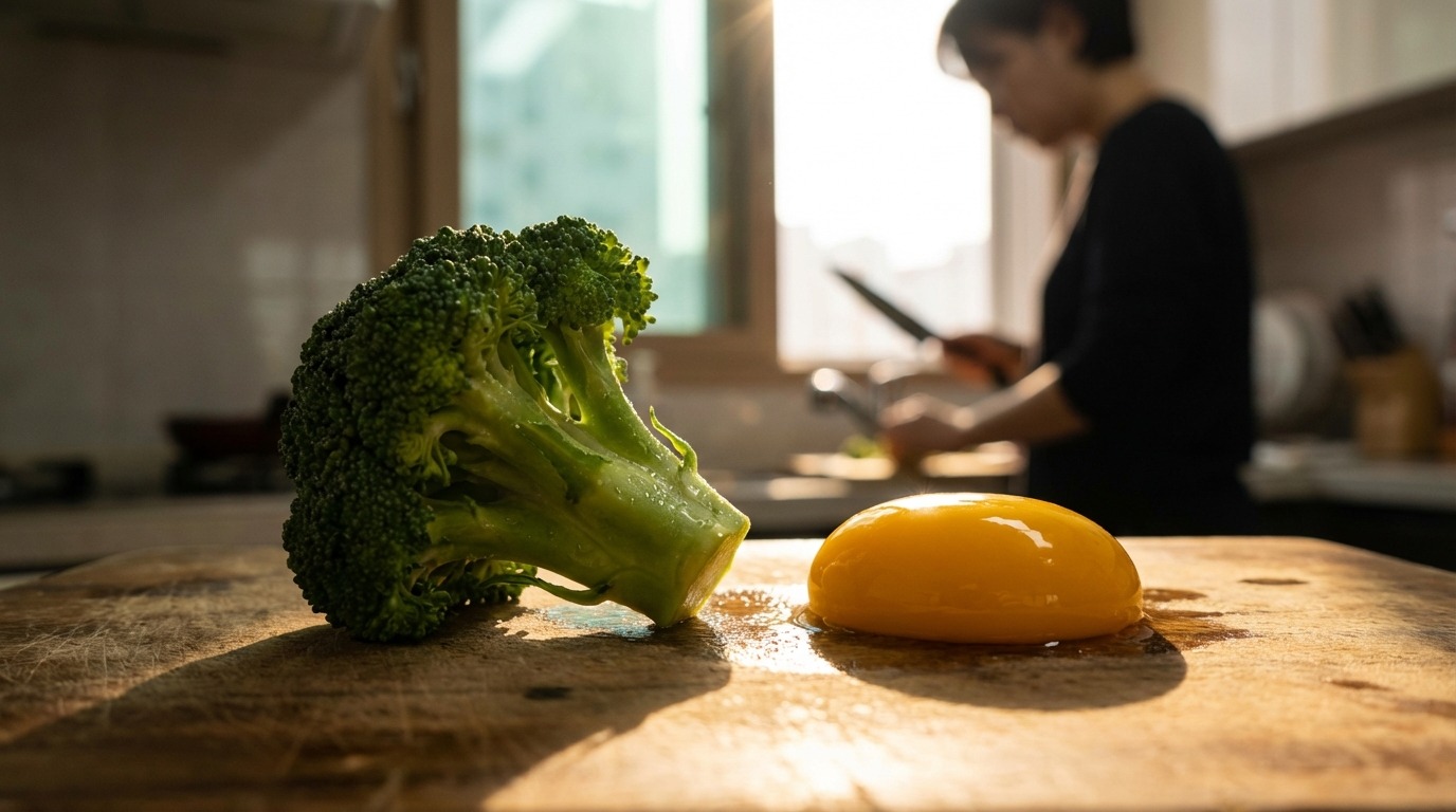 간 건강에 좋은 브로콜리와 계란 노른자, 건강한 식단 재료