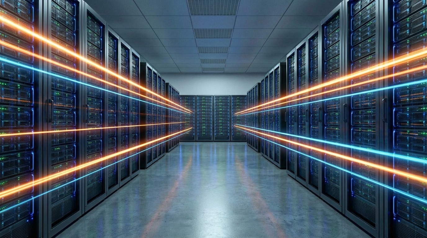 SRAM과 HBM의 메모리 구조 차이를 추상적으로 표현한 이미지