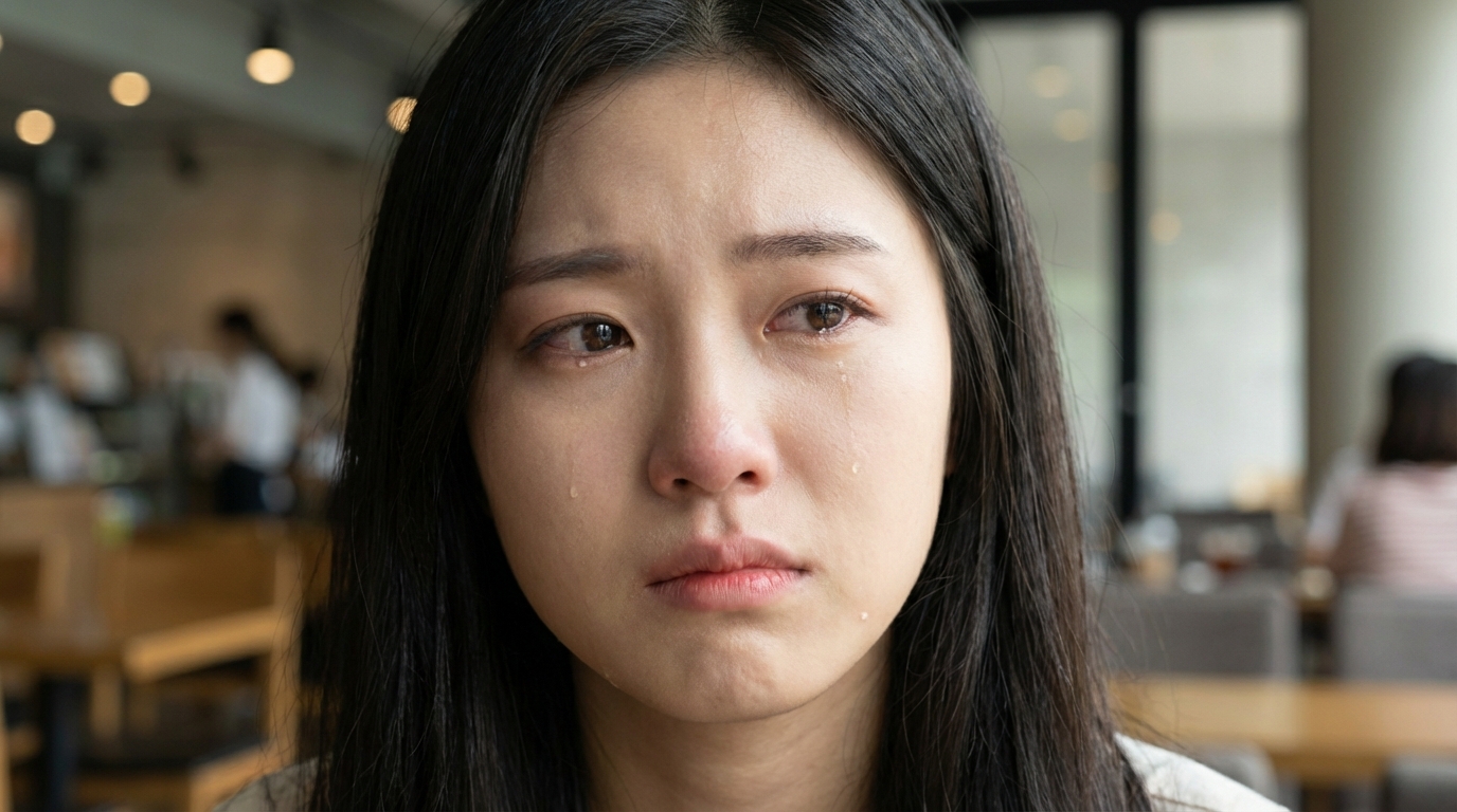 여성이 값비싼 선물 상자를 두고 단호하게 떠나고 남성이 당황하며 뒤돌아보는 이미지로 관계의 전환점을 상징