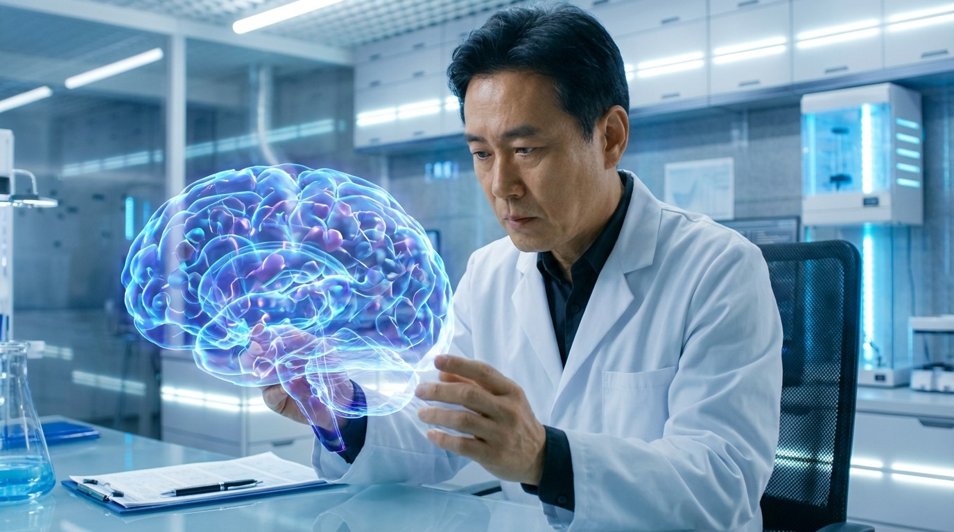 뇌경색과 뇌출혈을 설명하는 뇌혈관 모델 이미지