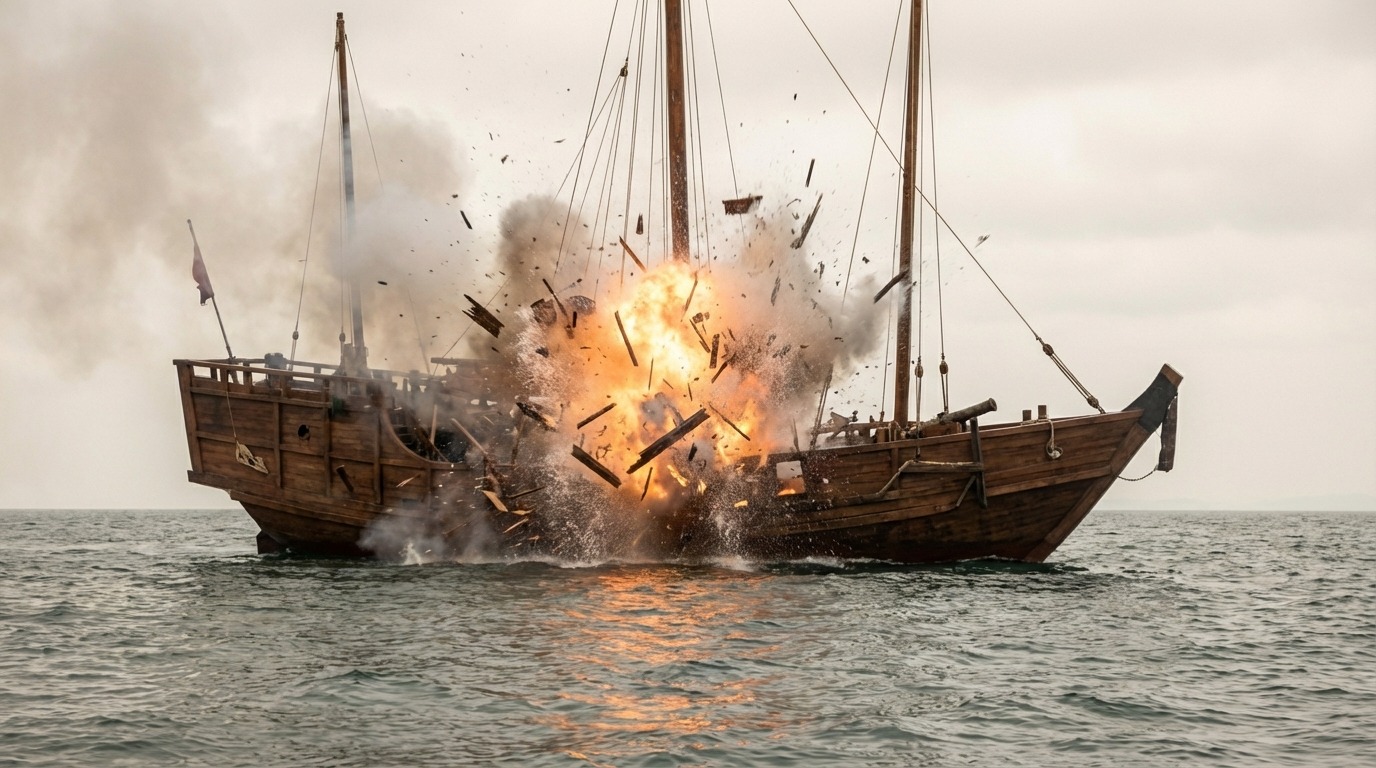 한산대첩에서 패배한 와키자카 야스하루 장군의 절망적인 모습