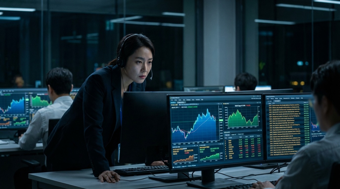 금값 차트와 글로벌 시장 데이터를 분석하는 진지한 금융 전문가
