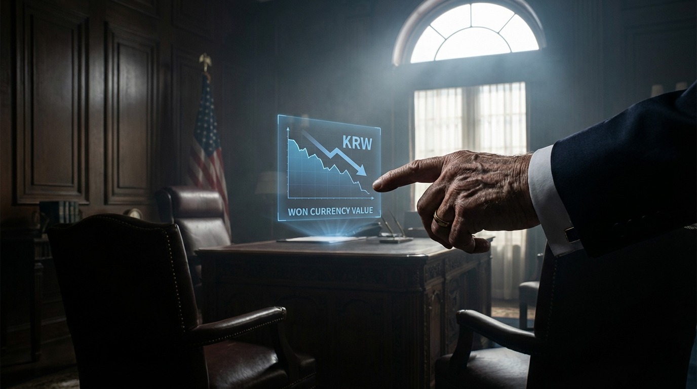 미국 재무장관이 한국 원화 환율 하락에 대해 구두 개입하는 모습