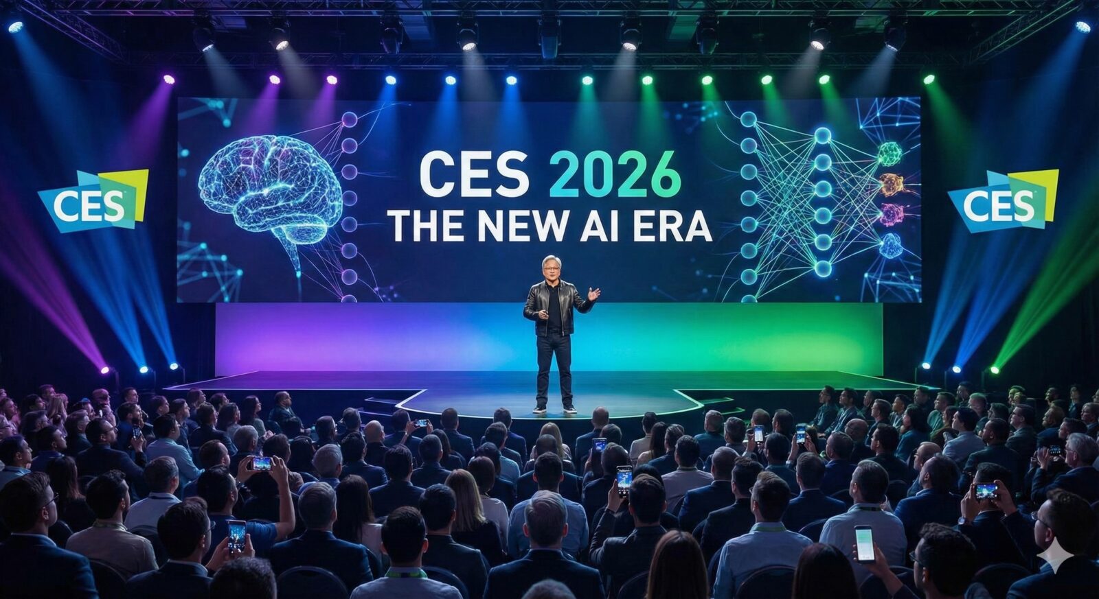 CES 2024에서 엔비디아 젠슨 황 CEO가 AI 시대의 비전을 제시하는 모습